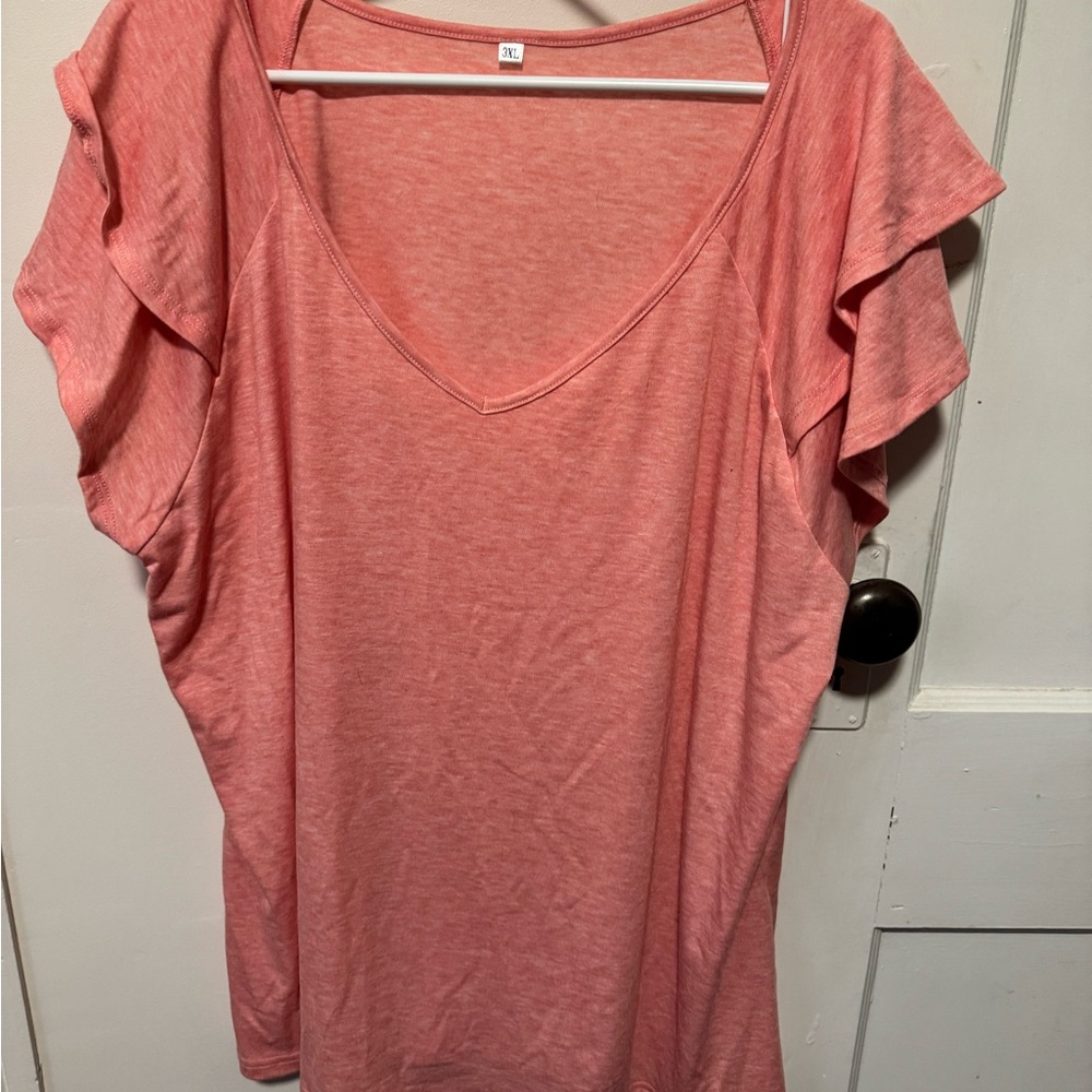 Women's Pink Ruffle Sleeve Top